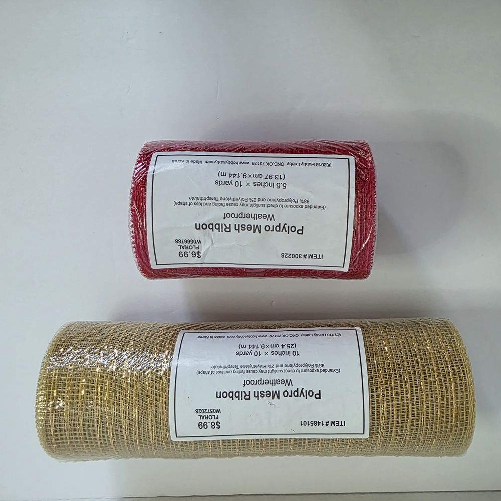 Polypro Mesh Ribbon Set - Red and Tan - Picture 11 of 15